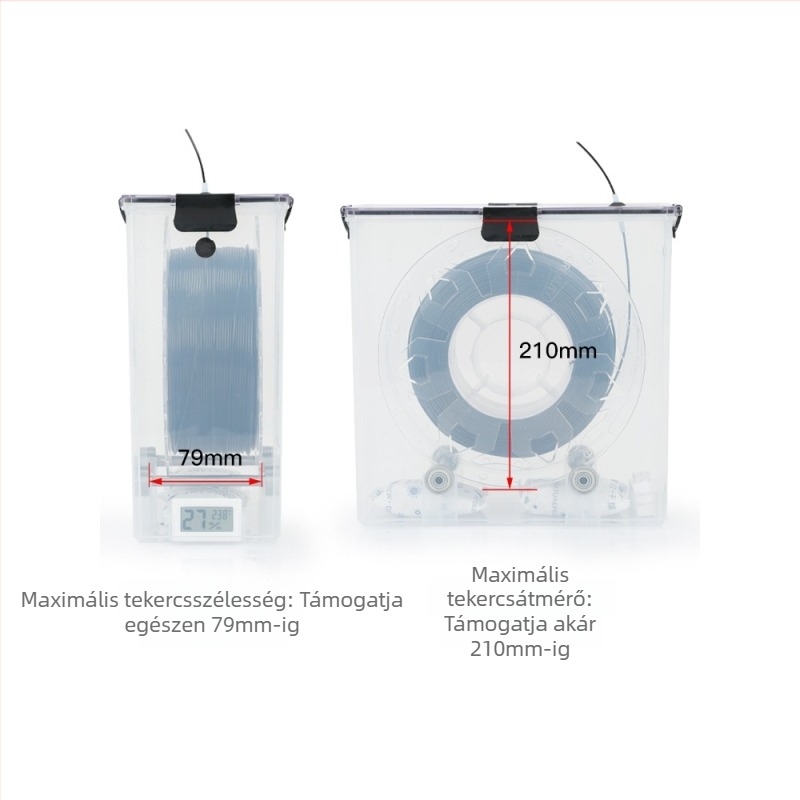 3D nyomtató fogyóanyagok szárítóládája, 1 kg kapacitással, zárt tárolóval, PLA, PETG, TPU, nylon és ABS anyagokhoz