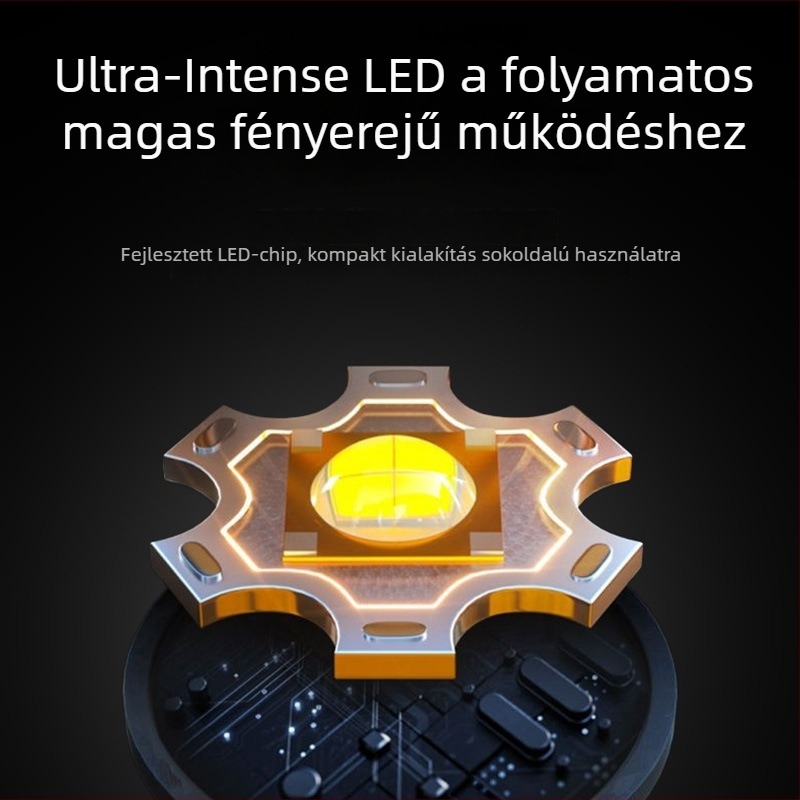 LED zseblámpa mágneses tollklipssel, 5W, 1200mAh újratölthető, vízálló, fénycsóva távolság ≥ 500 m