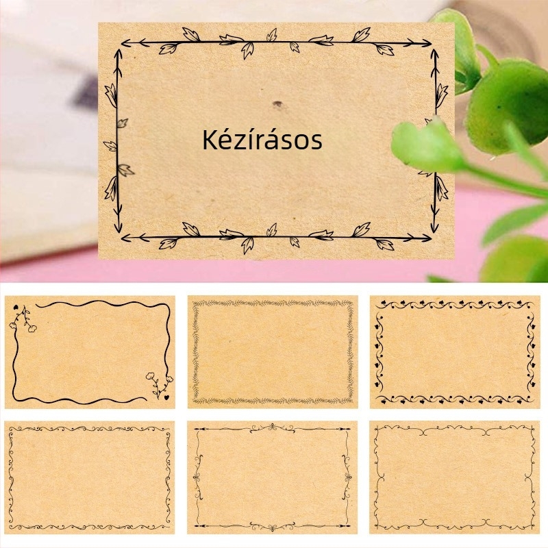 Kraft papírból készült öntapadós téglalap alakú matricák, 80 darab/csomag, négyszínnyomás, hátoldal glassine papírral