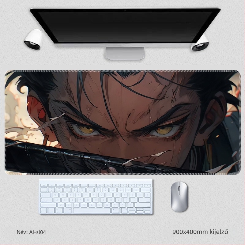Zoro extrahatalmas egér- és billentyűzetpad, csuklótámasz és csúszásmentes asztali matrac – One Piece