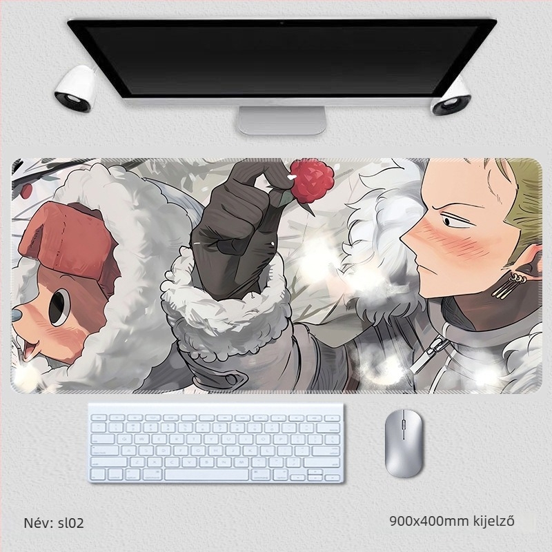 Zoro extrahatalmas egér- és billentyűzetpad, csuklótámasz és csúszásmentes asztali matrac – One Piece