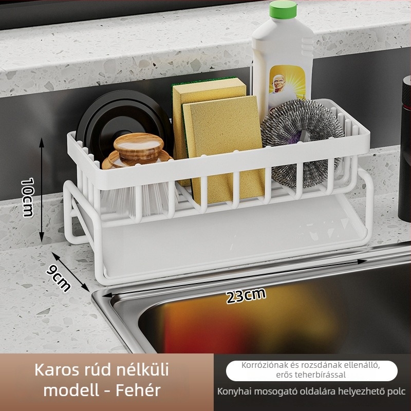 Mosogatótálca melletti szivacs szárító polc, szerelés nélkül, szénacél, modern stílus