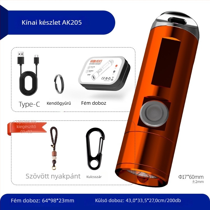 Kis alumínium ötvözetű zseblámpa teleszkópos zoommal, beépített akkumulátor, 10W LED, többfunkciós