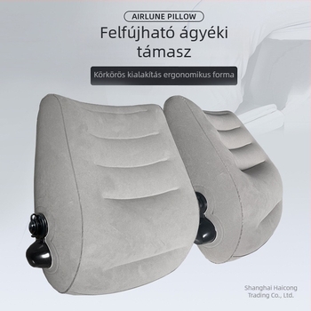 Nyomó típusú, felfújható lumbális támasz párna, hordozható utazási párna PVC flocking borítással és PVC töltőanyaggal, kompatibilis repülőgéppel és nagysebességű vasúttal