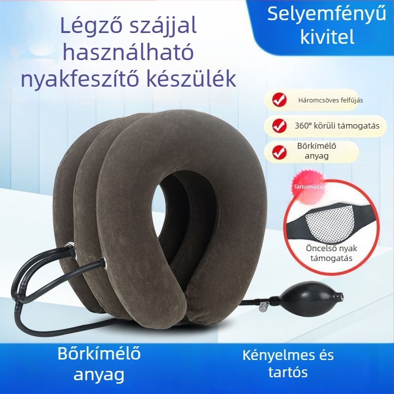 U alakú felfújható nyakpárna plüss bevonattal, levegővel töltve, univerzális alkalmazhatóság, súly kevesebb mint 0,5 kg