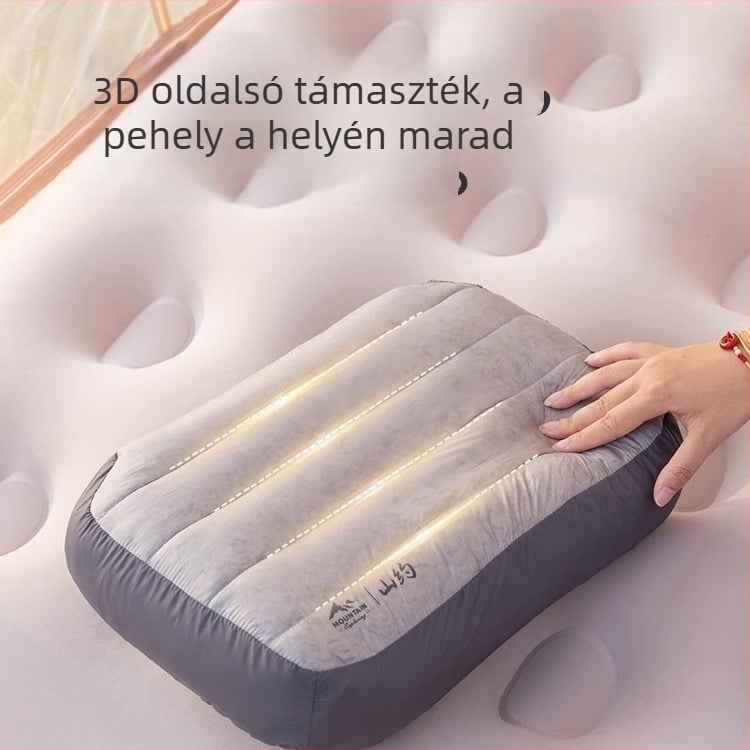 Felfújható tollpárna kültéri kempingezéshez és utazásokhoz, nyak- és ágyéktámasz vonatokhoz vagy repülőkhöz