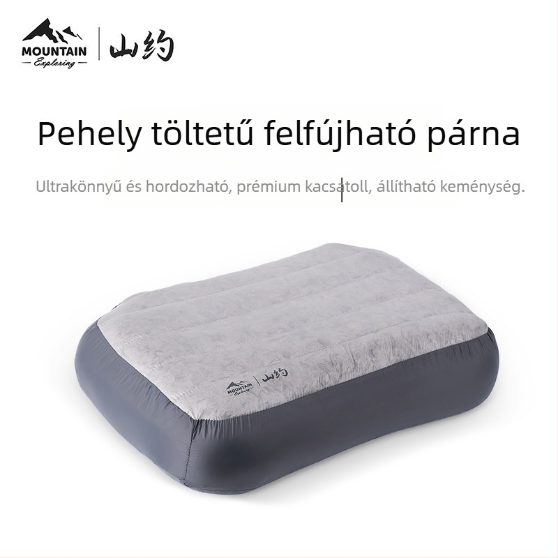 Felfújható tollpárna kültéri kempingezéshez és utazásokhoz, nyak- és ágyéktámasz vonatokhoz vagy repülőkhöz