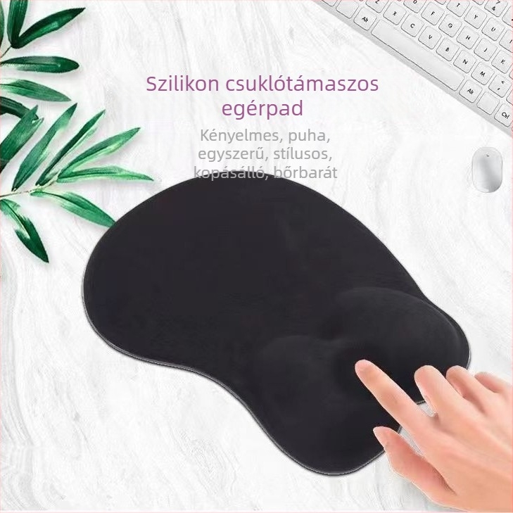 Kéztámaszos szilikon egérpad, 3D dizájn, egyoldalas, méretek 260×210×29 mm