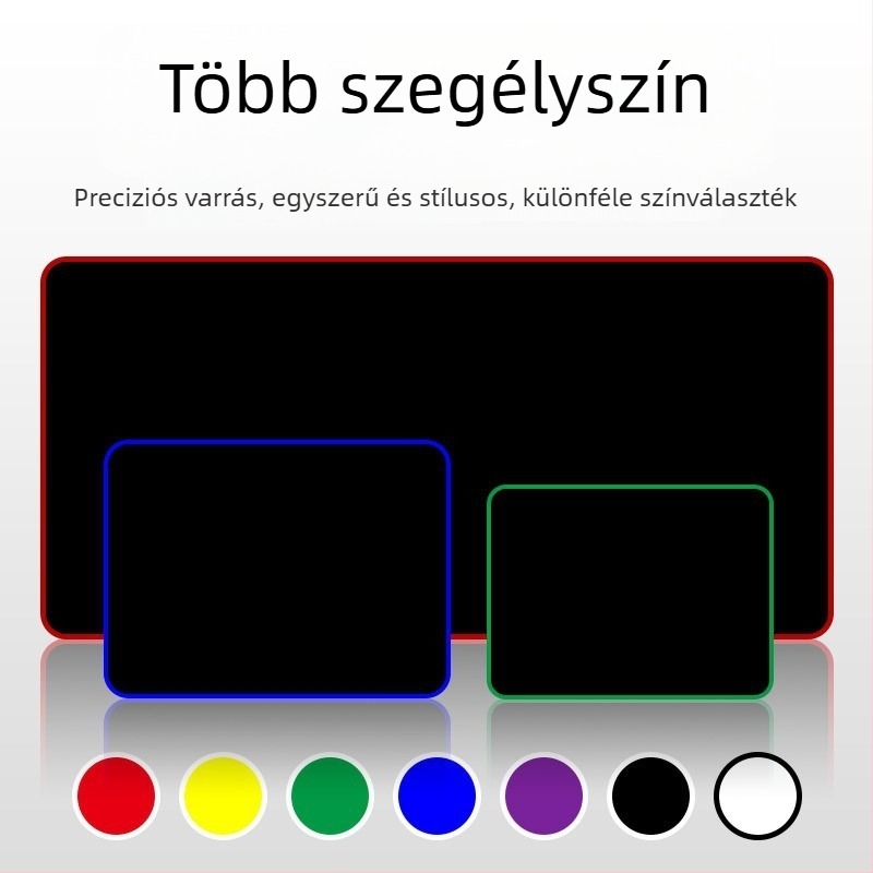 Egyszínű, vastított egérpad szegélyzárással, irodai és gaming felhasználásra, puha csuklótámasz a számítógéphez