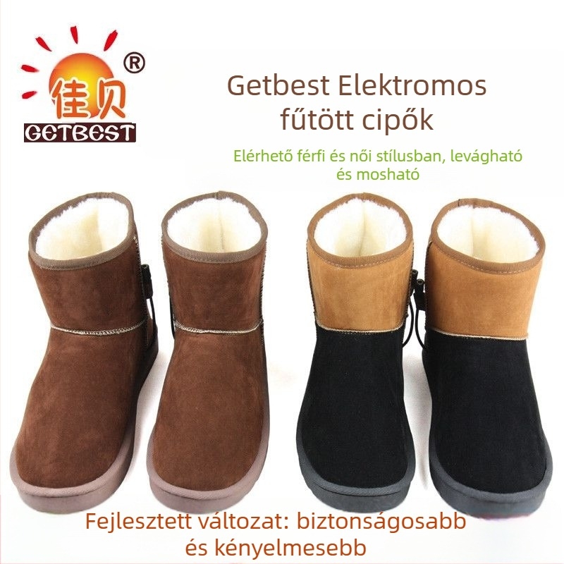 Férfi USB-s fűtött papucsok, újratölthető, levehető és mosható, valódi bőr