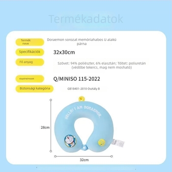 U-alakú utazó nyakpárna memóriahabbal és velúr huzattal