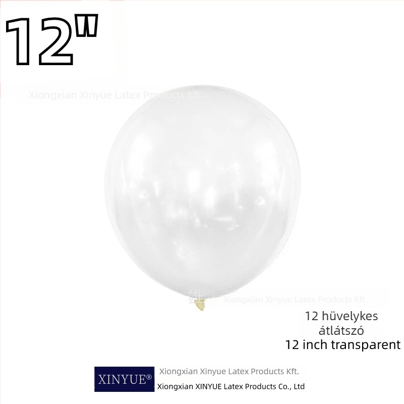 Átlátszó latex dekoratív gömbballon nyomtatott logóval, alkalmas születésnap és esküvő dekorációjára