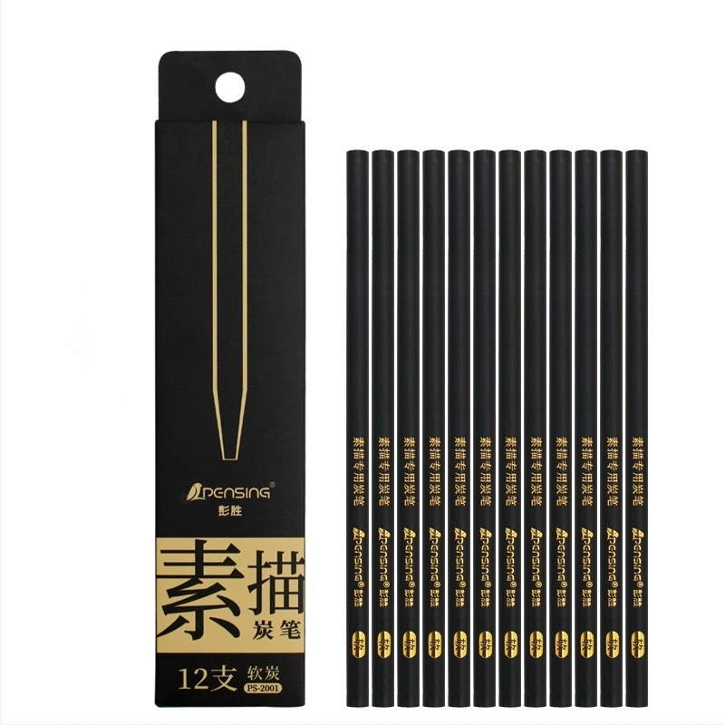 Peng Sheng szénceruza készlet – fa burkolat, dobozos csomagolás, puha, közepes és kemény szénceruzák
