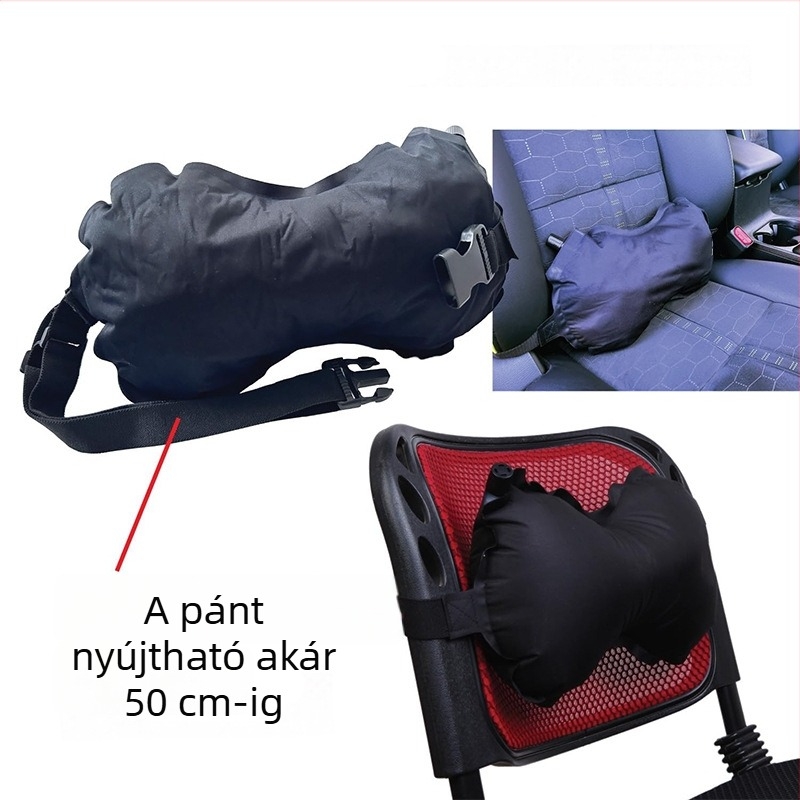 Felfújható ágyéki párna - önfelfújó utazási párna kempingezéshez, vonathoz, repülőhöz és autóhoz; 170 g, elasztikus TPU anyag