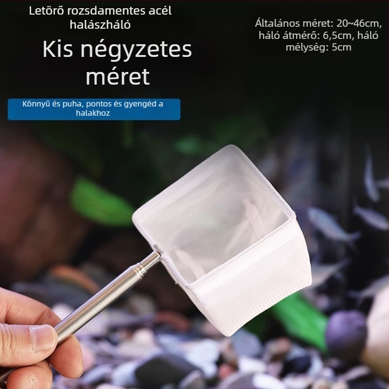 Rozsdamentes acél teleszkópos akváriumi háló, sűrű háló, 3D tervezés (Anyag: rozsdamentes acél; Teleszkópos; Használat: akvárium; Háló sűrűség)