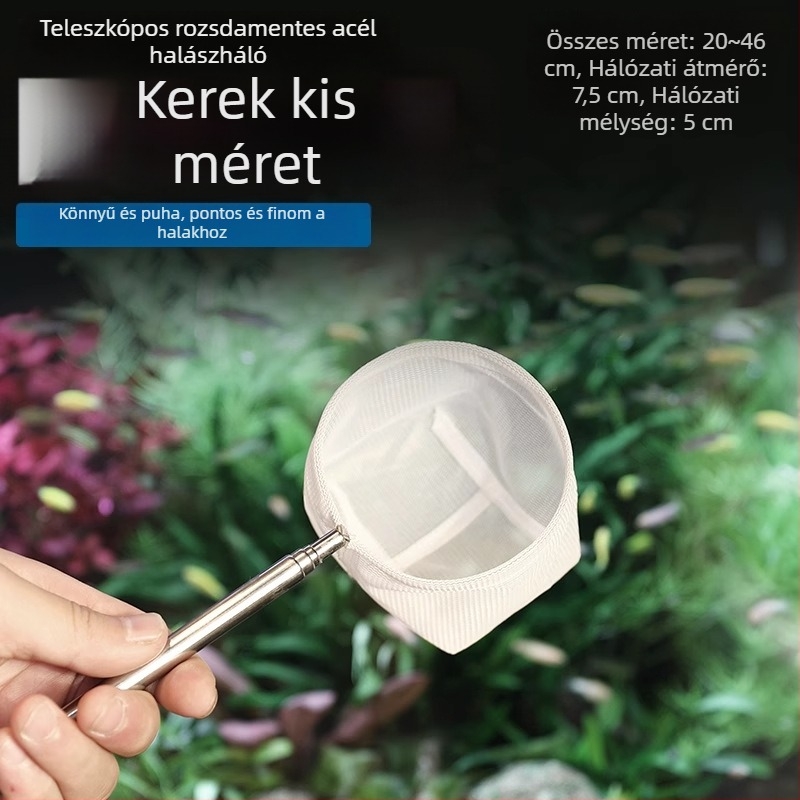 Rozsdamentes acél teleszkópos akváriumi háló, sűrű háló, 3D tervezés (Anyag: rozsdamentes acél; Teleszkópos; Használat: akvárium; Háló sűrűség)