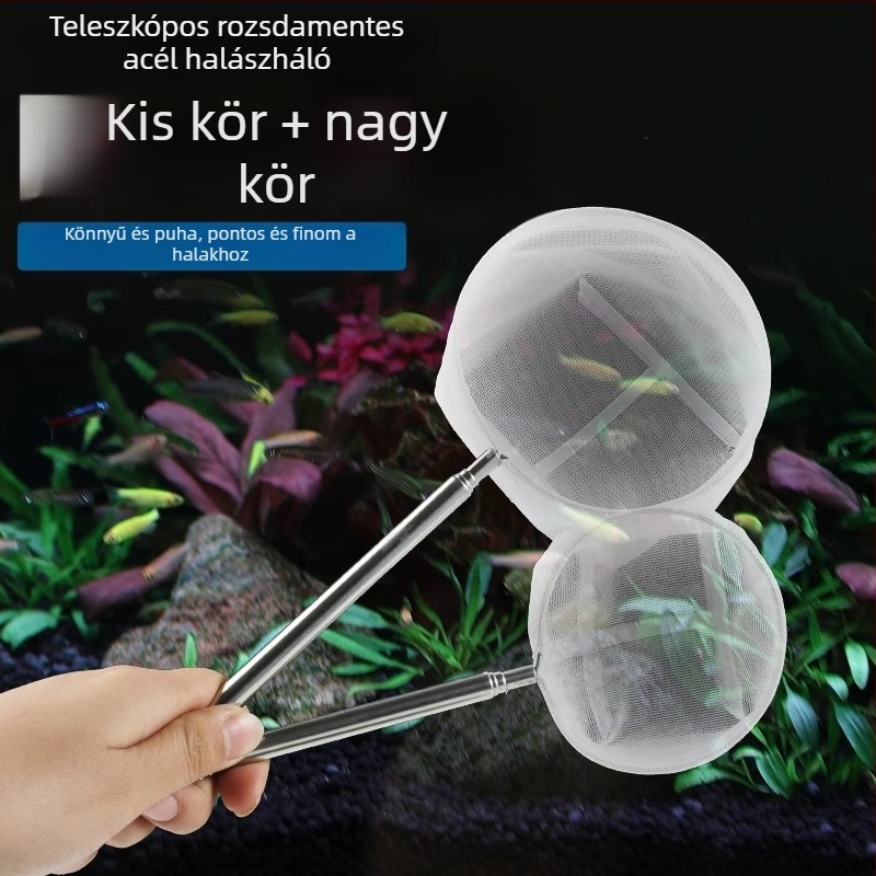 Rozsdamentes acél teleszkópos akváriumi háló, sűrű háló, 3D tervezés (Anyag: rozsdamentes acél; Teleszkópos; Használat: akvárium; Háló sűrűség)