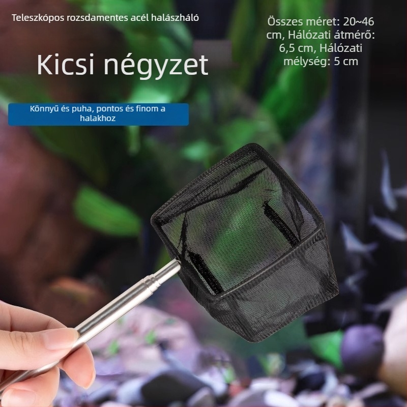 Rozsdamentes acél teleszkópos akváriumi háló, sűrű háló, 3D tervezés (Anyag: rozsdamentes acél; Teleszkópos; Használat: akvárium; Háló sűrűség)