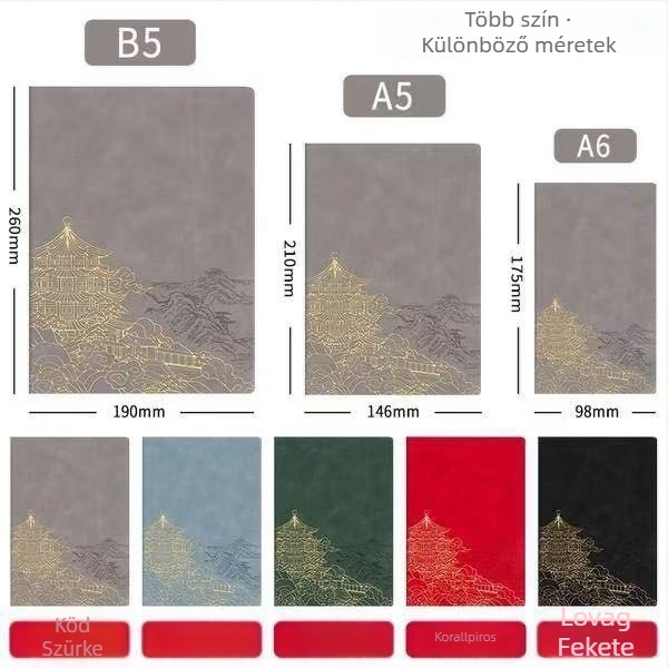 PU borítású notesz, varrott kötés, Dowling papír, 80 g/m², 100–200 oldal