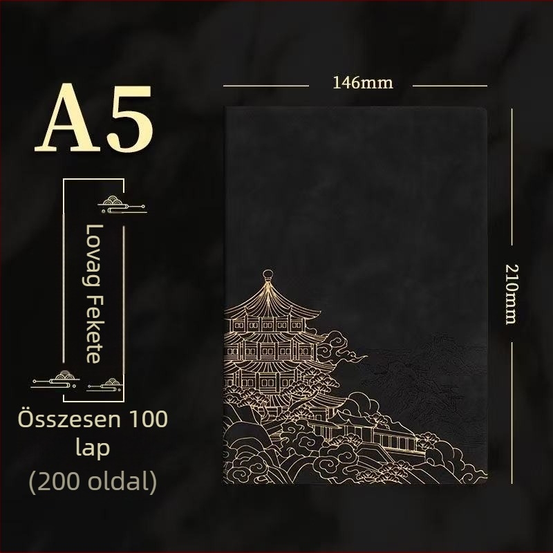 PU borítású notesz, varrott kötés, Dowling papír, 80 g/m², 100–200 oldal