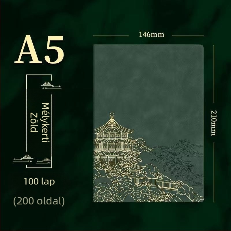 PU borítású notesz, varrott kötés, Dowling papír, 80 g/m², 100–200 oldal