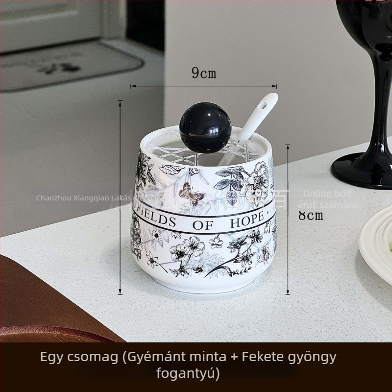 Kerámiából készült fűszertartó retro, antik design, tömörfa tálcával, testreszabási lehetőség, alkalmas szilárd fűszerek, modern kínai stílus