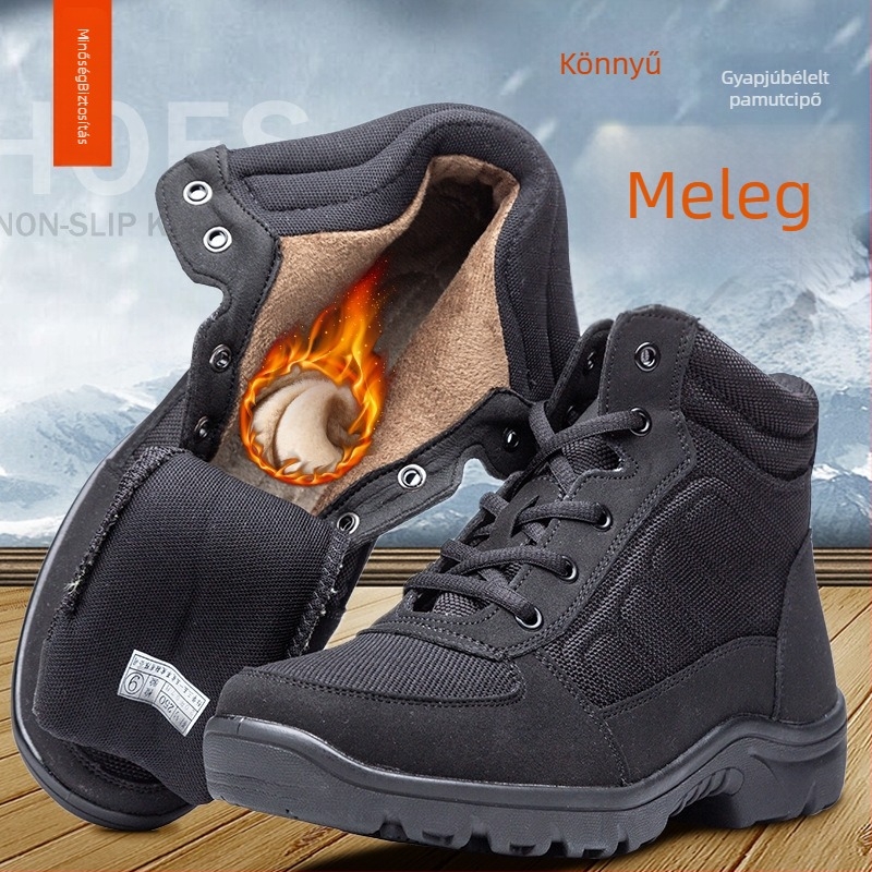 Kültéri téli bakancs vászon felsőrésszel, gyapjú bélés, kopásálló talp, alacsony boka, meleg