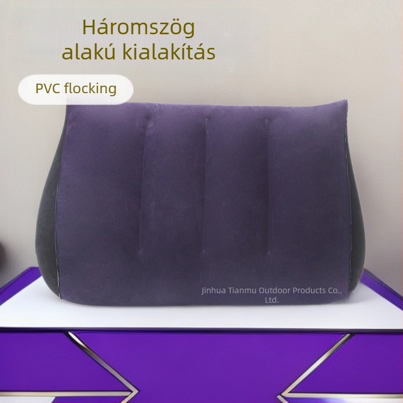Felfújható háromszög alakú párna PVC flock bevonattal – Modell: Háromszög párna, Stílus: Ölelést, Hátsó- és lábtámasz, Súly: 80