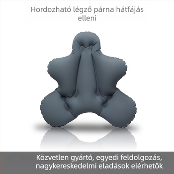 Hordozható pumpával feltöltött ágyéki párna irodába, autóba és utazáshoz — levegővel töltve, minimalista stílus, poliészter felület, PVC flocking