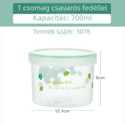 Műanyag tárolóedény tejporhoz, tealevelekhez és szárított gyümölcsökhöz – kör alakú, max. 300 ml, mikrohullámú sütőben használható