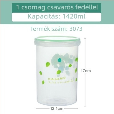 Műanyag tárolóedény tejporhoz, tealevelekhez és szárított gyümölcsökhöz – kör alakú, max. 300 ml, mikrohullámú sütőben használható