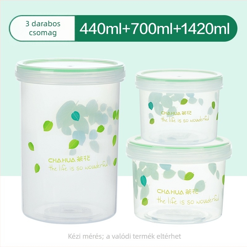 Műanyag tárolóedény tejporhoz, tealevelekhez és szárított gyümölcsökhöz – kör alakú, max. 300 ml, mikrohullámú sütőben használható