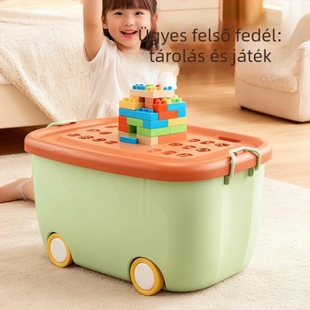 Nagy kapacitású műanyag játék tároló doboz fedéllel