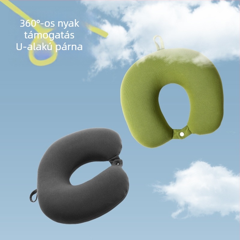 U-alakú nyakpárna hab részecske töltettel, 100% pamut anyagból, modern minimalista stílus, felnőttek számára