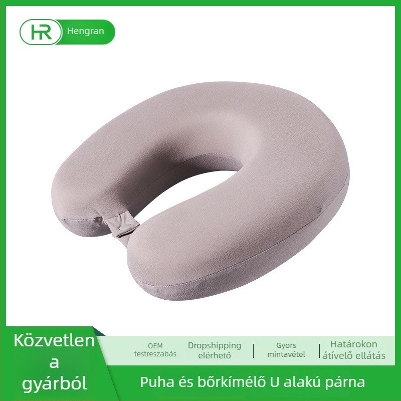 Memóriahabos U-formájú nyakpárna, hordozható és légáteresztő, irodai és utazási használatra