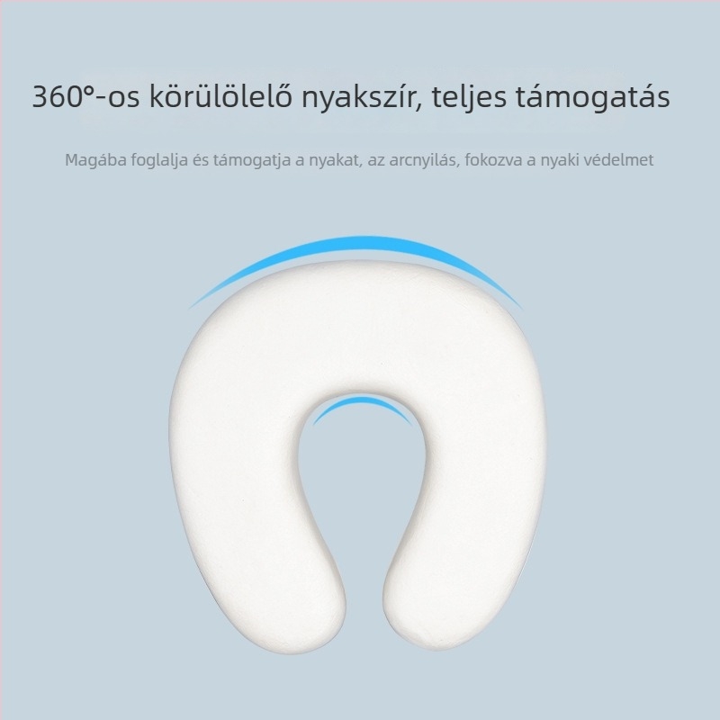 Memóriahabos U-formájú nyakpárna, hordozható és légáteresztő, irodai és utazási használatra