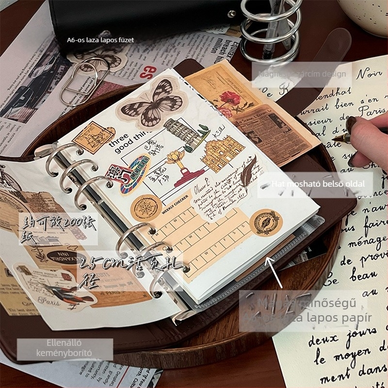 Hong Kong Letter notesz kivehető lapokkal, mágneses zárás, Dowling papír, 90 lap