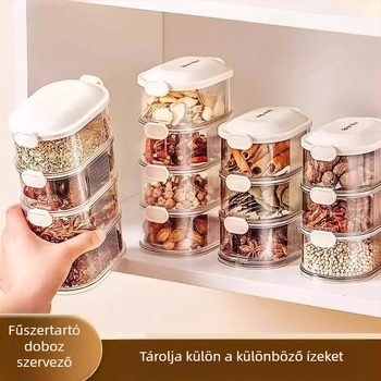 Mingtong fűszertároló doboz, műanyag, élelmiszer-biztonságú, zárható edény szilárd fűszerekhez, modern minimalist stílus