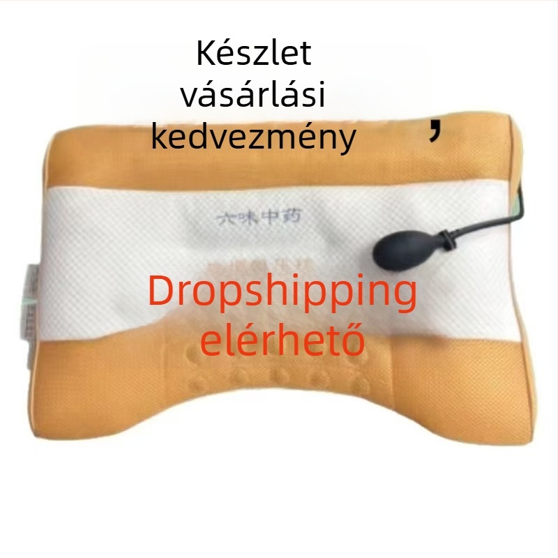 Fújható, többfunkciós nyaki masszázspárna mágneses masszázzsal és gyógynövény-keverékkel (téglalap alakú; nyaki párna; poliészter anyag; poliészter töltet; felnőtteknek)