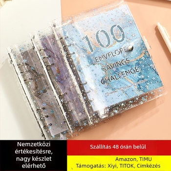 Jereda 100 napos készpénz-megtakarítási mappa, 6 lyukas, 25 lap, belső oldal kartonból, modell Plastic-001