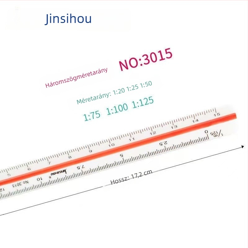 Golden Monkey háromszögletű vonalzó, műanyag, hat skálával