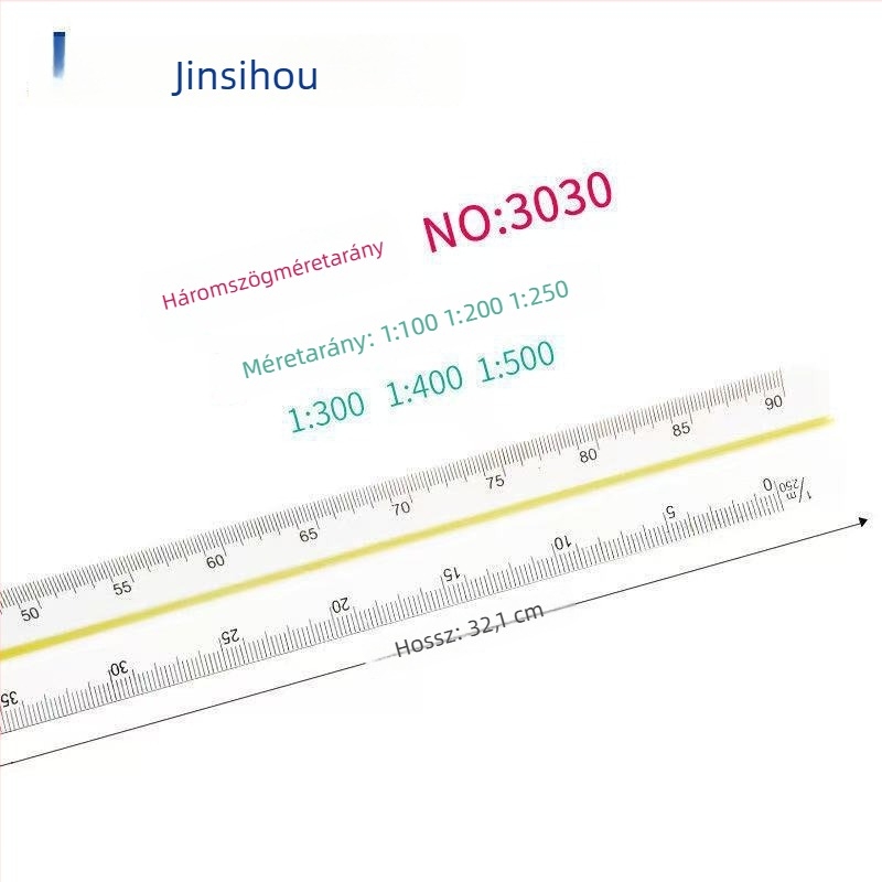 Golden Monkey háromszögletű vonalzó, műanyag, hat skálával