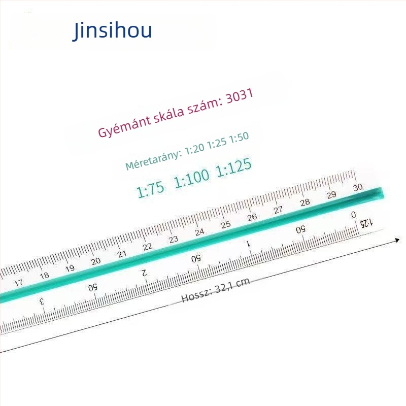 Golden Monkey háromszögletű vonalzó, műanyag, hat skálával