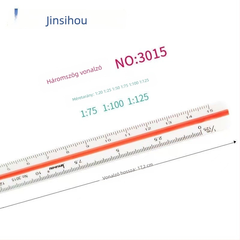 Golden Monkey háromszögletű vonalzó, műanyag, hat skálával