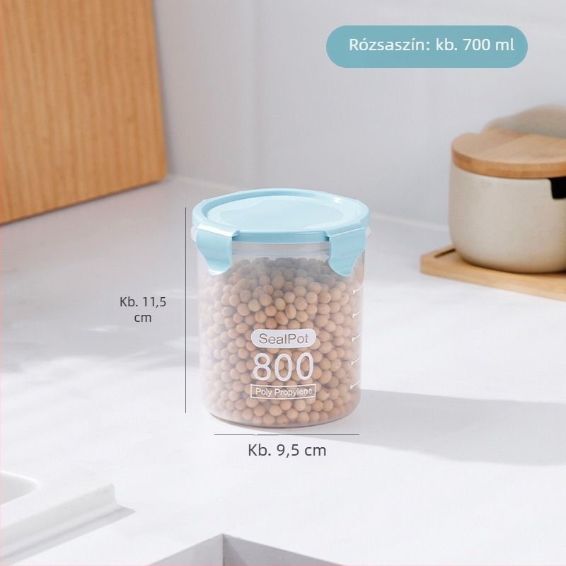 Műanyag kerek élelmiszertároló edény fedővel, átlátszó, 800–1000 ml kapacitás