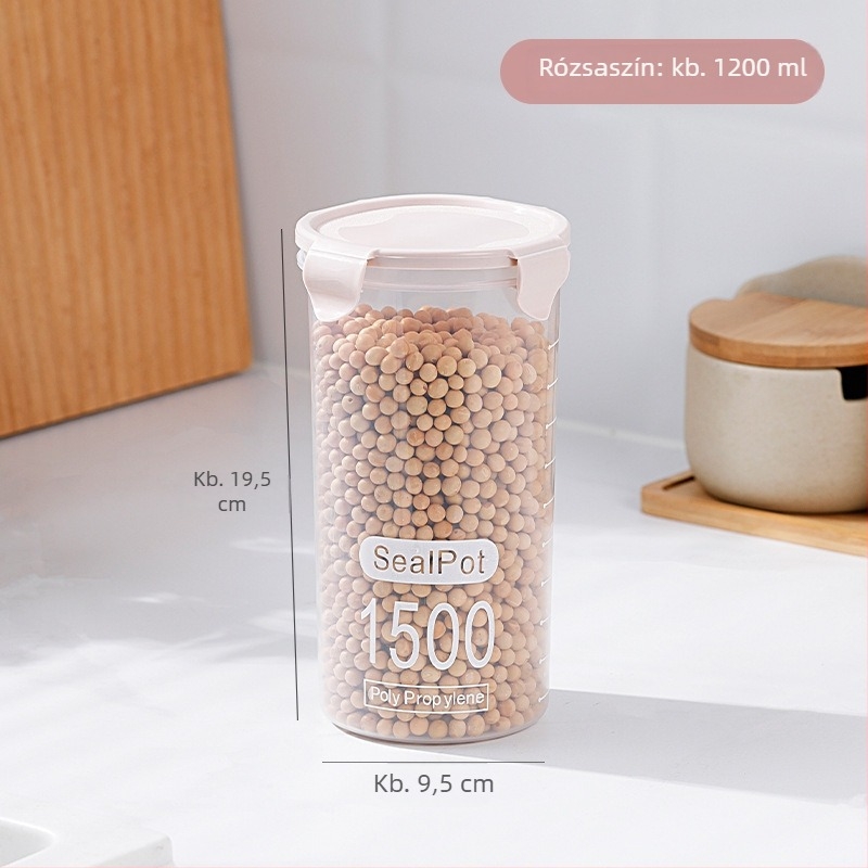 Műanyag kerek élelmiszertároló edény fedővel, átlátszó, 800–1000 ml kapacitás