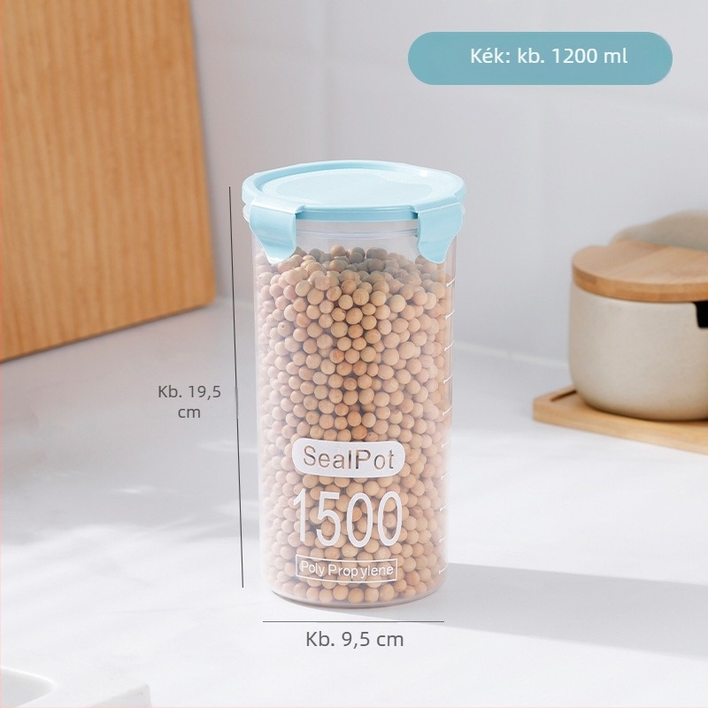 Műanyag kerek élelmiszertároló edény fedővel, átlátszó, 800–1000 ml kapacitás