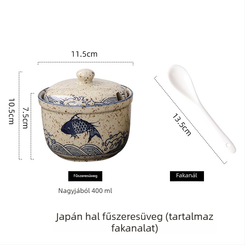 Kerámiás fűszertartó készlet fedőkkel, szilárd fűszerekhez, Chaozhou eredet, első osztályú minőség, új kínai stílus