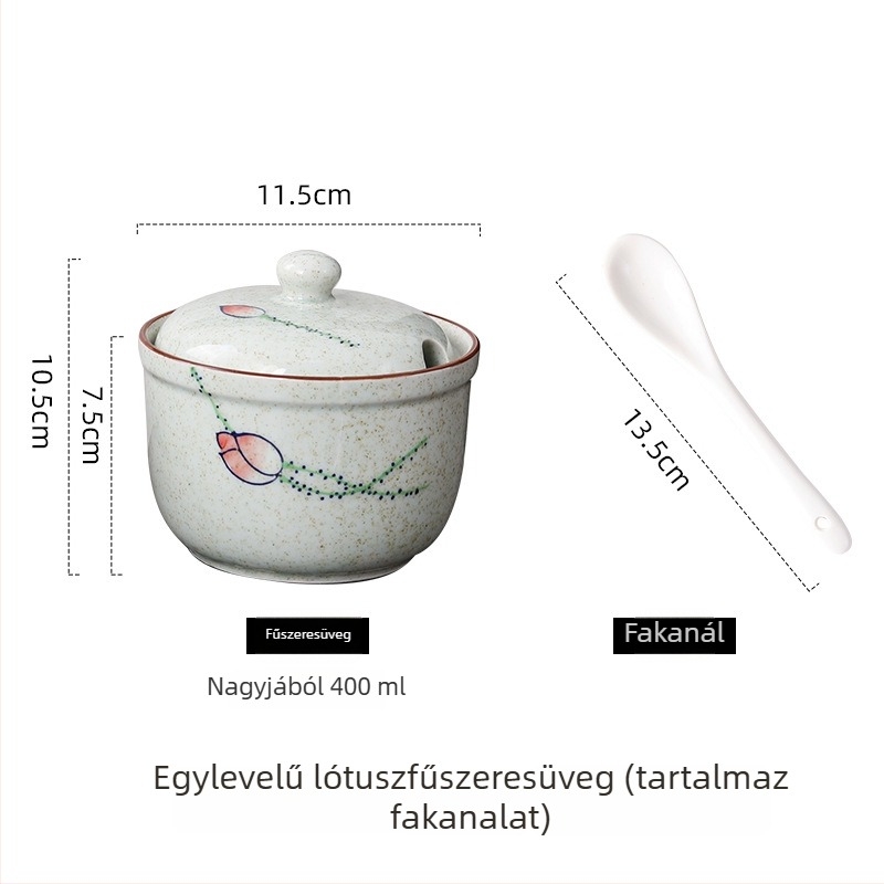 Kerámiás fűszertartó készlet fedőkkel, szilárd fűszerekhez, Chaozhou eredet, első osztályú minőség, új kínai stílus