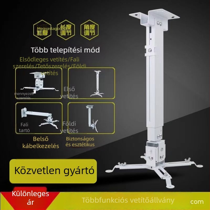 Projektor tartó teleszkópos mennyezeti karral és falra szerelhető kivitel, nagy tál a vetítőképernyőhöz